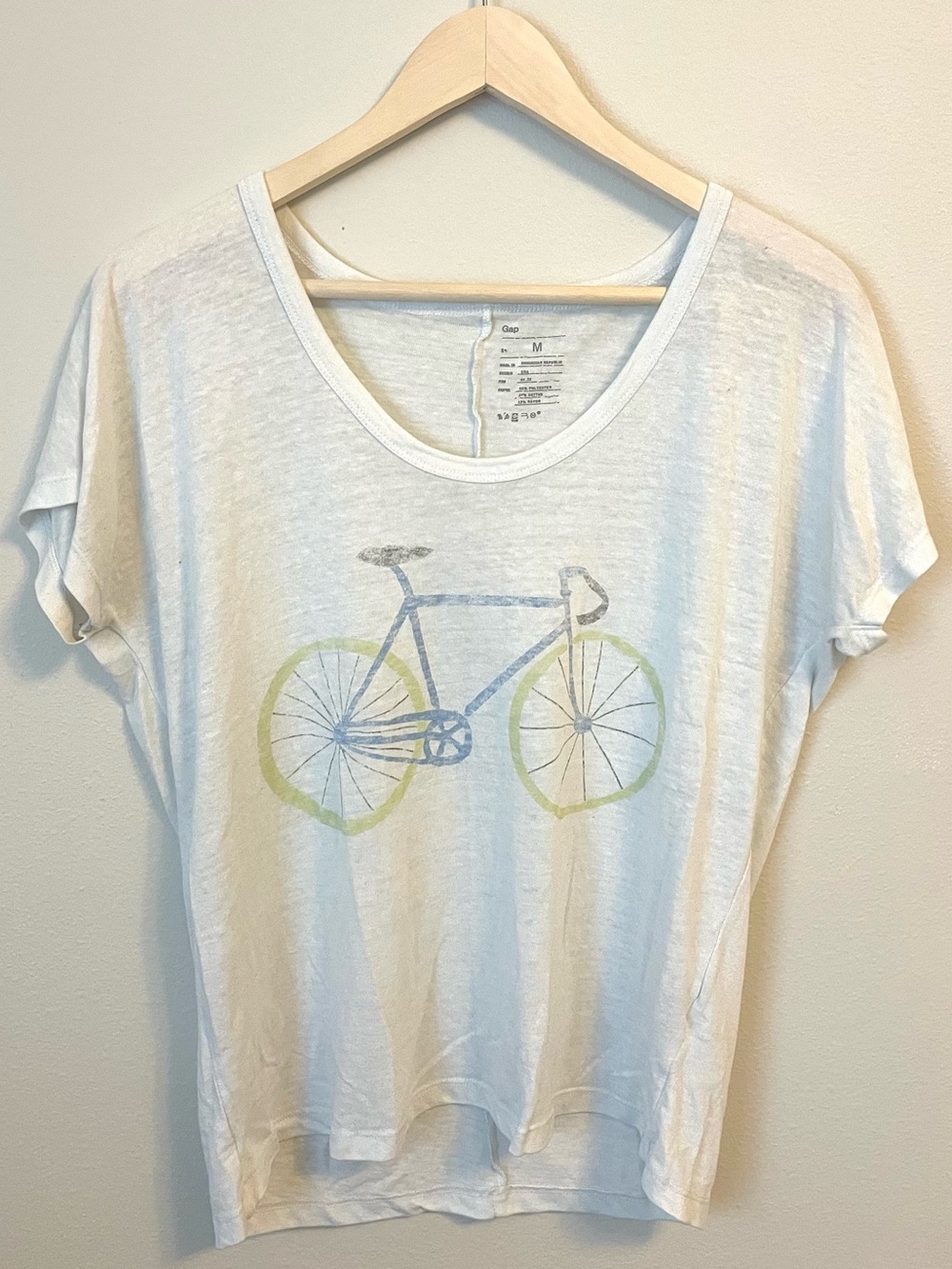 Gap White Bicycle Graphic Tee Relaxed Minimalist Casual Soft Girl Top | Size M
